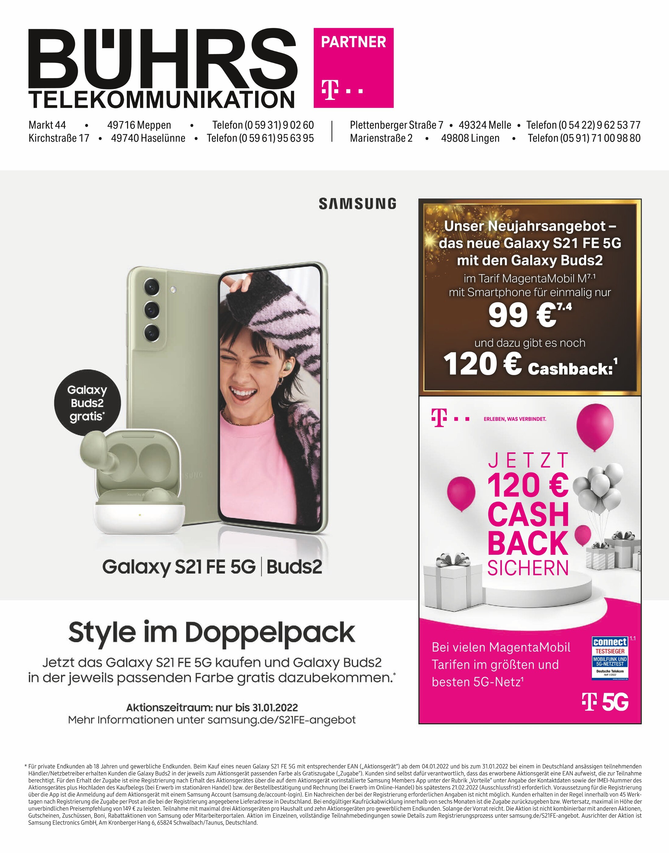 Telekom Partner Bührs Melle Prospekt für Osnabrück mit 8 Seiten Telekom Partner Bührs Melle Prospekt für Osnabrück: "Aktuelle Angebote", 8 Seiten, 18.01.2022 - 31.01.2022