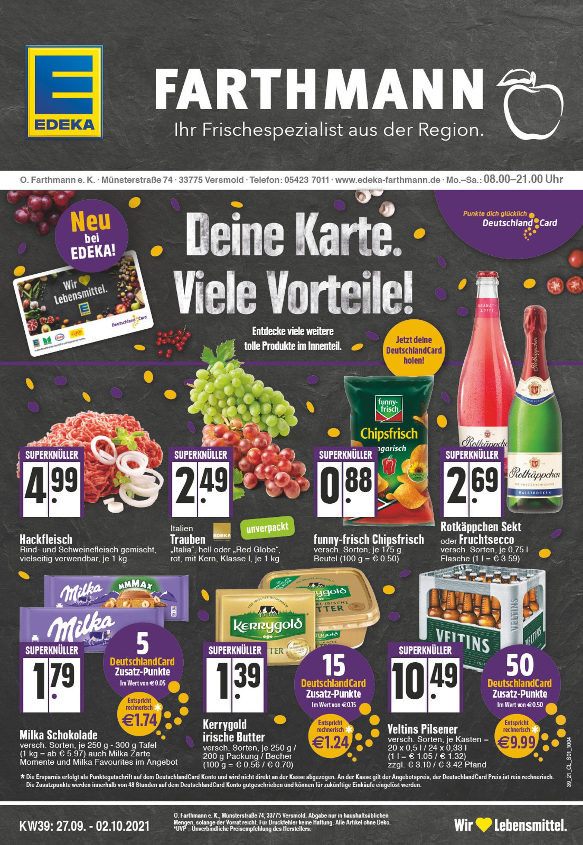 EDEKA Prospekt für Versmold mit 32 Seiten EDEKA Prospekt für Versmold: "Aktuelle Angebote", 32 Seiten, 27.09.2021 - 02.10.2021