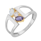 Promo Bague en or jaune et argent rhodié aigue marine cordiérite et oxyde de zirconium à 129,00 € dans le catalogue E.Leclerc à Saint-Pierre-du-Mont