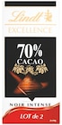 Tablette excellence noir 70% cacao - Lindt en promo chez Intermarché Montbéliard à 2,22 €