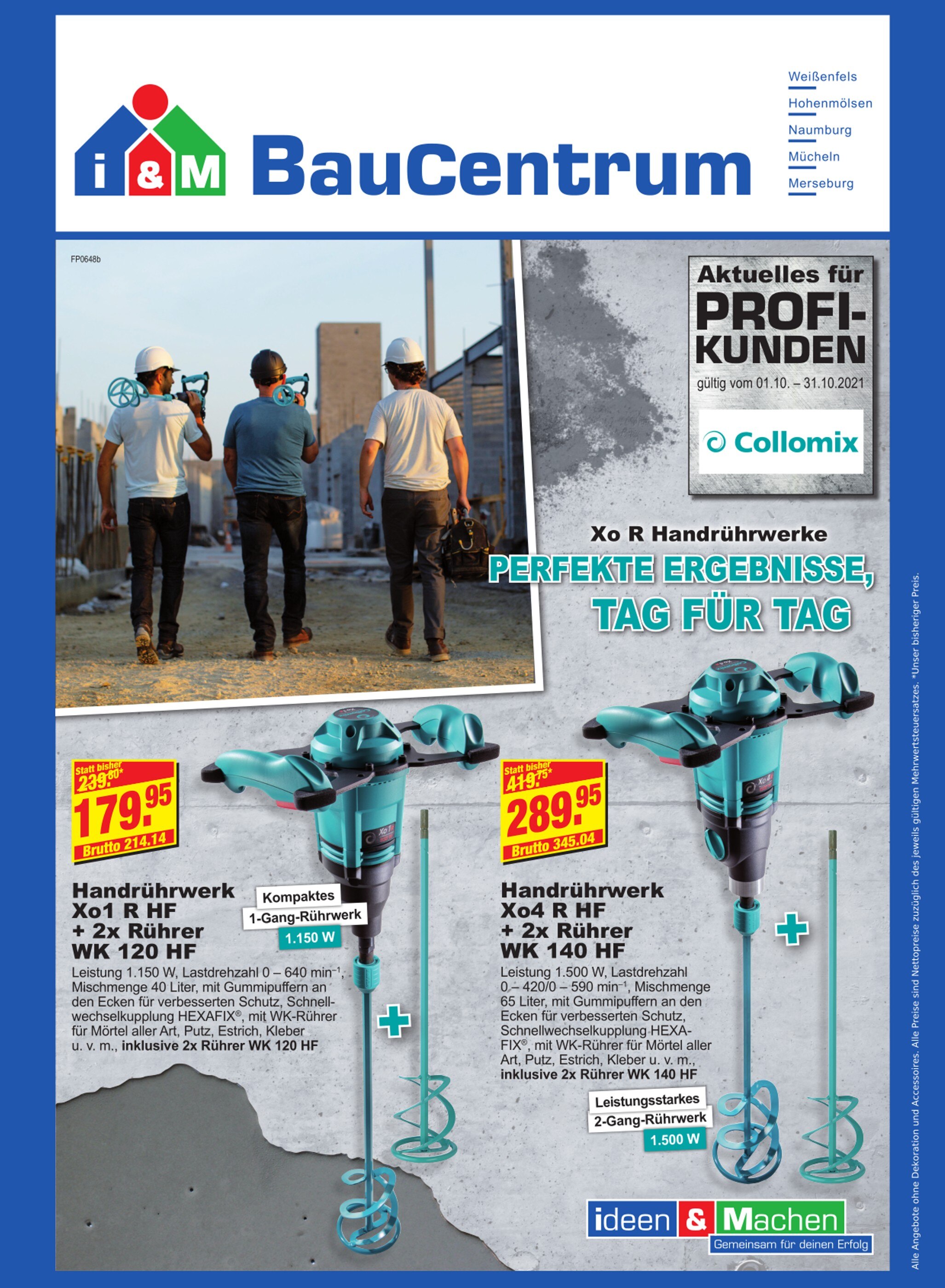 i&M BauCentrum Prospekt für Langeneichstädt mit 2 Seiten i&M BauCentrum Prospekt für Langeneichstädt: "Perfekte Ergebnisse, Tag für Tag.", 2 Seiten, 01.10.2021 - 31.10.2021