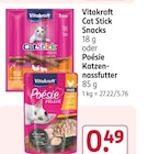 Aktuelles Cat Stick Snacks oder Poesie Katzen-nassfutter Angebot bei Rossmann in Oberhausen ab 0,49 €