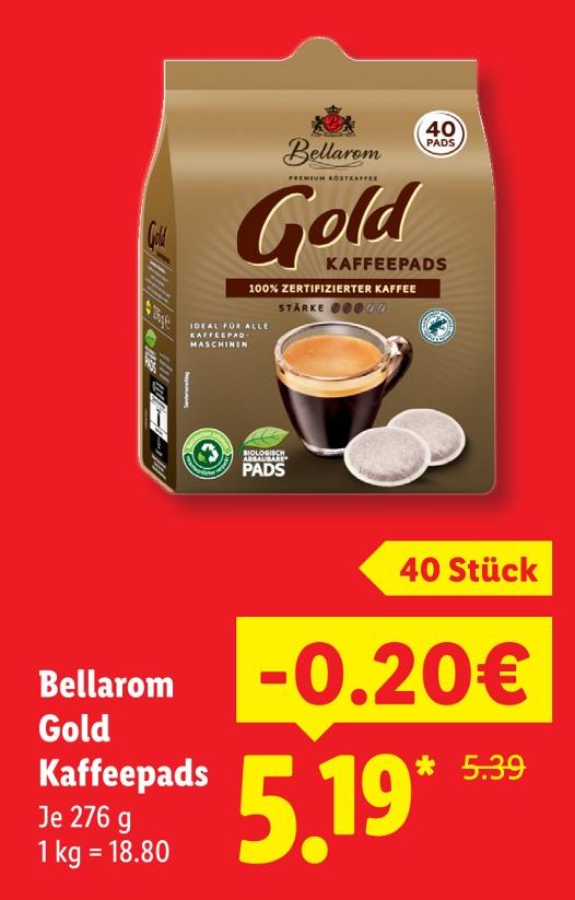 Gold Kaffeepads