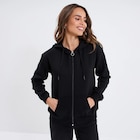 Sweat zippé à capuche molleton noir femme en promo chez La Halle Sweat zippé à capuche molleton noir femme dans le catalogue La Halle