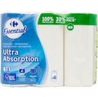 Essuie-tout blanc ultra absorption - CARREFOUR ESSENTIAL en promo chez Carrefour Essuie-tout blanc ultra absorption - CARREFOUR ESSENTIAL dans le catalogue Carrefour