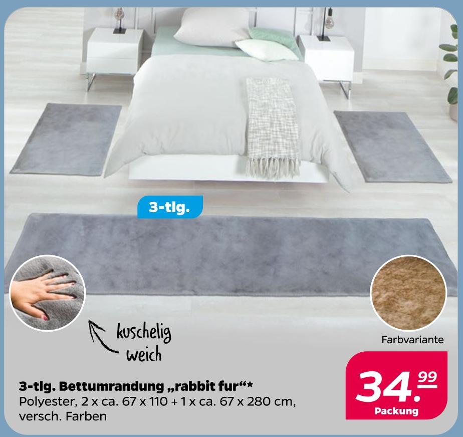 3-tlg. Bettumrandung 'rabbit fur'