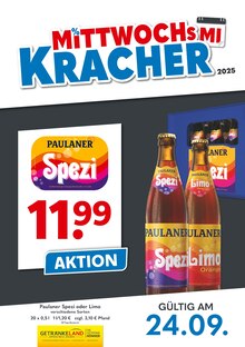 Aktueller Getränkeland Prospekt "Mittwochskracher" Seite 1 von 1 Seiten