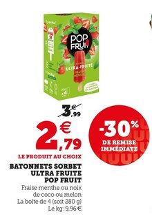 Super U Auchel - BATONNETS SORBET ULTRA FRUITE Promo BATONNETS SORBET ULTRA FRUITE dans le catalogue Super U Des prix qui tombent vraiment bien ! à Auchel