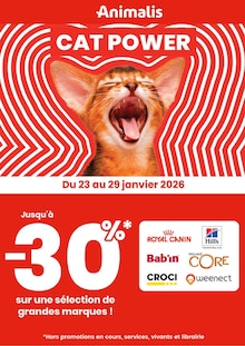 Catalogue Animalis de la semaine "CAT POWER" avec 1 page, valide du 23/01/2026 au 29/01/2026 pour Nice et alentours Prospectus Animalis de la semaine "CAT POWER" avec 1 page, valide du 23/01/2026 au 29/01/2026 pour Nice et alentours