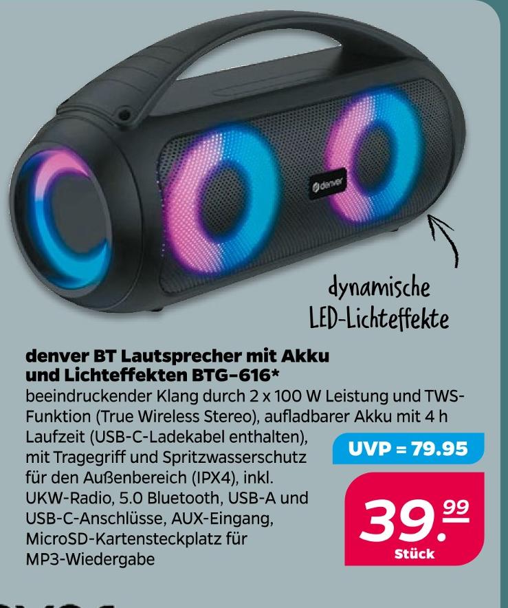 BT Lautsprecher mit Akku und Lichteffekten BTG-616