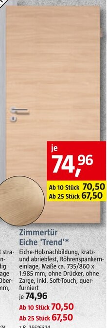 BAUHAUS Zülpich - Zimmertür Eiche 'Trend' Zimmertür Eiche 'Trend' Angebot bei BAUHAUS Zülpich im Prospekt "Handzettel KW 32"