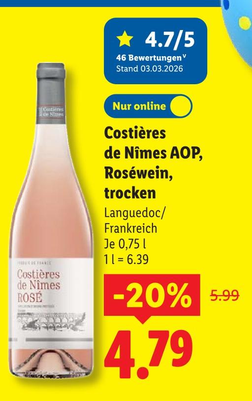 Costières de Nîmes AOP, Roséwein, trocken