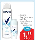 Deo Spray oder Roll-On von Rexona im aktuellen budni Prospekt