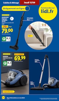 Promotion Aspirateur dans le prospectus Lidl, valable du 17/09/2026 au 23/09/2026 Promo Aspirateur dans le catalogue Lidl du moment à la page 6