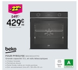 Four pyrolyse - Beko - Pulsat à Viry-Châtillon Four pyrolyse - Beko en promo chez Pulsat Viry-Châtillon à 429,99 €