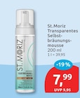 Transparentes Selbstbräunungsmousse im budni Prospekt Transparentes Selbstbräunungsmousse von St.Moriz im aktuellen budni Prospekt für 7,99 €