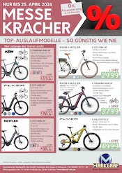 Aktueller Zweiradcenter Markgraf & Linn GmbH Prospekt mit Fahrrad, "MESSE KRACHER", Seite 1