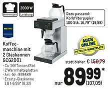 Metro Lübbenau - Kaffeemaschine mit 2 Glaskannen GCG2001 Kaffeemaschine mit 2 Glaskannen GCG2001 Angebot bei Metro Lübbenau im Prospekt Gastro-Journal