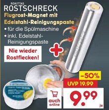 Flugrost-Magnet mit Edelstahl-Reinigungspaste bei Netto Marken-Discount in Bottrop Flugrost-Magnet mit Edelstahl-Reinigungspaste im Angebot bei Netto Marken-Discount Bottrop für 9,99 €