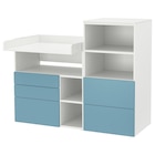 Wickeltisch weiß blau/mit Bücherregal im Angebot bei IKEA in Koblenz Wickeltisch weiß blau/mit Bücherregal Angebote von SMÅSTAD / PLATSA bei IKEA Koblenz für 343,00 €