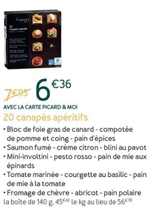 Picard Liergues - 20 canapés apéritifs Promo 20 canapés apéritifs dans le catalogue Picard "Un avant-goût de fêtes" à Liergues