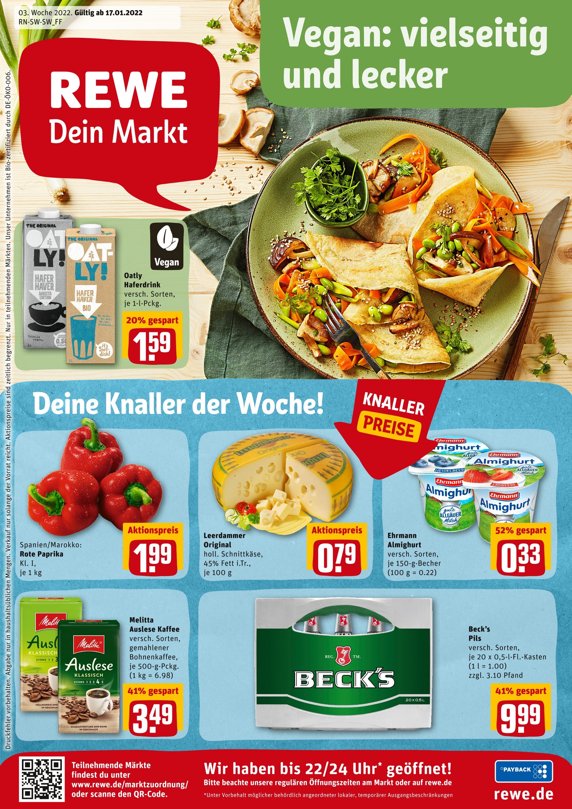 REWE Prospekt für Stuttgart mit 21 Seiten REWE Prospekt für Stuttgart: "Top Angebote", 21 Seiten, 17.01.2022 - 22.01.2022