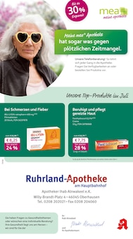 Aktueller mea - meine apotheke Prospekt "Unsere Juli-Angebote" Seite 1 von 4 Seiten für Oberhausen
