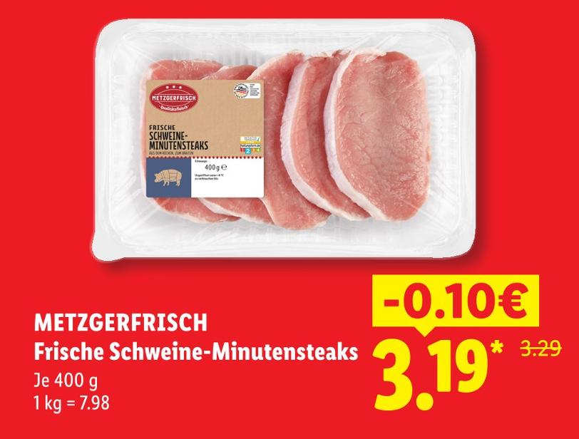 Frische Schweine-Minutensteaks