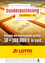 LOTTO Baden-Württemberg Prospekt für Stuttgart mit 1 Seiten LOTTO Baden-Württemberg Prospekt für Stuttgart: "Sonderauslosung", 1 Seiten, 20.10.2020 - 24.10.2020