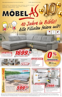 Aktueller Möbel AS Prospekt (Neustadt (Hessen), 20 Seiten zum blättern Möbel AS Prospekt 10 Jahre in Biblis! Alle Filialen feiern mit! mit 20 Seiten