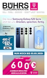 Aktueller Telekom Partner Bührs Melle Elektromarkt Prospekt in Preußisch Oldendorf und Umgebung, "Die neue Samsung Galaxy S25 Serie jetzt bei uns: Drücken, sprechen, fertig." mit 8 Seiten, 10.02.2025 - 28.02.2025