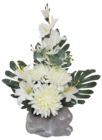 Pot 'Chat' avec composition lys, chrysanthèmes et feuillage en promo chez Bazarland Nancy à 14,99 €