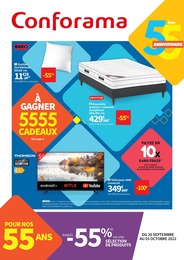 Catalogue Conforama du moment, 20/09/2022 - 03/10/2022 Prospectus Conforama en cours, "À gagner 5555 cadeaux", 1 page