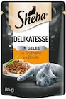 Katzennahrung Delikatesse in Gelee mit Truthahn & Dinde im Angebot bei Rossmann in Dorsten Katzennahrung Delikatesse in Gelee mit Truthahn & Dinde Angebote von Sheba bei Rossmann Dorsten für 0,49 €