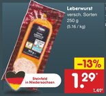 Leberwurst Angebote bei Netto Marken-Discount Bremerhaven für 1,29 €