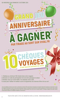 Prospectus Vival de la semaine "L'ANNIVERSAIRE des PROMOS !" avec 2 pages, valide du 02/10/2024 au 13/10/2024 pour Port Camargue et alentours