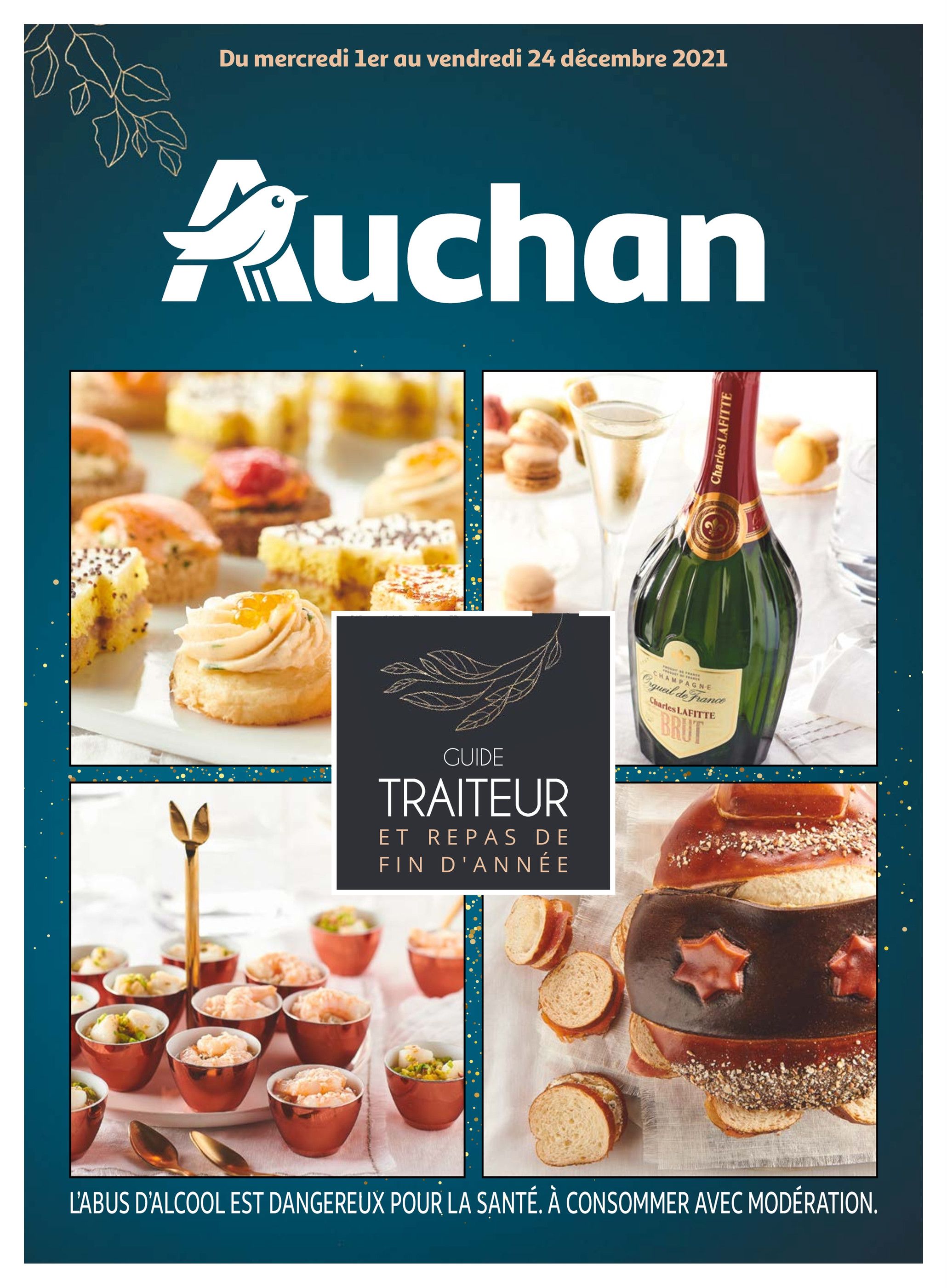 Catalogue Auchan à Paris, avec 60 pages Prospectus Auchan à Paris, "Guide traiteur et repas de fin d'année", 60 pages, 01/12/2021 - 24/12/2021