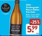 Grauburgunder Réserve Edition Fritz Keller von Fritz Keller für 5,99 € bei ALDI SÜD im Angebot Grauburgunder Réserve Edition Fritz Keller von Fritz Keller im aktuellen ALDI SÜD Prospekt