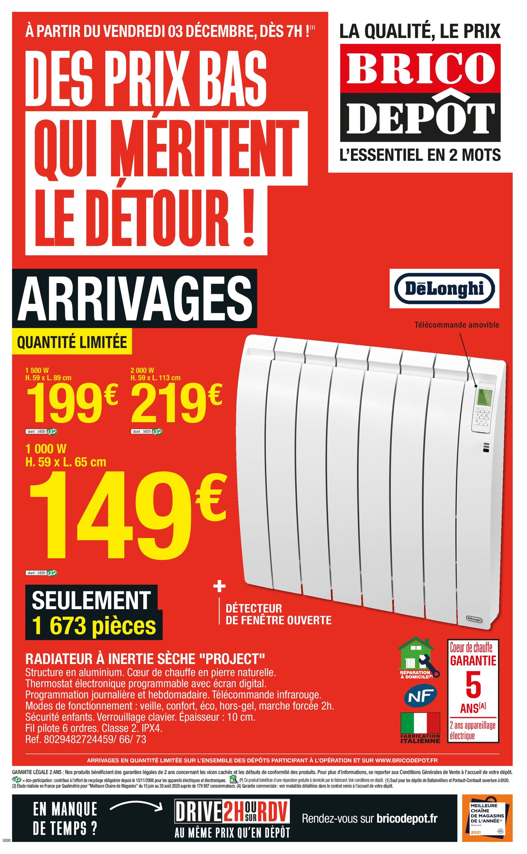 Catalogue Brico Dépôt à Mazeley, avec 12 pages Prospectus Brico Dépôt à Mazeley, "Des prix bas qui méritent le détour !", 12 pages, 03/12/2021 - 30/12/2021