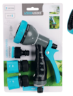 Kit pistolet d’arrosage + 4 adaptateurs en promo chez Bazarland La Rochelle à 2,79 €