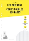 copies doubles - 200 pages - A4 - grands carreaux (Seyes) - perforées à Bureau Vallée dans Cléry-Saint-André