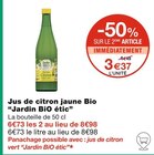 Jus de citron jaune Bio - Jardin BiO étic à 3,37 € dans le catalogue Monoprix