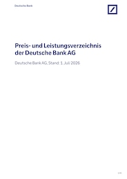Deutsche Bank Prospekt für Arnsberg: "Preis- und Leistungsverzeichnis", 43 Seiten, 01.07.2026 - 30.09.2026