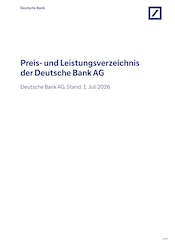 Deutsche Bank Banken Prospekt der aktuellen Woche mit 43 Seiten, gültig von 01.07.2026 bis 30.09.2026, in Drensteinfurt und Umgebung Aktueller Deutsche Bank Banken Prospekt in Drensteinfurt und Umgebung, "Preis- und Leistungsverzeichnis" mit 43 Seiten, 01.07.2026 - 30.09.2026