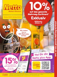 Netto Marken-Discount Prospekt "10% auf das gesamte Mehrweg-Sortiment" mit  Seiten (Mühlhausen (Thüringen))