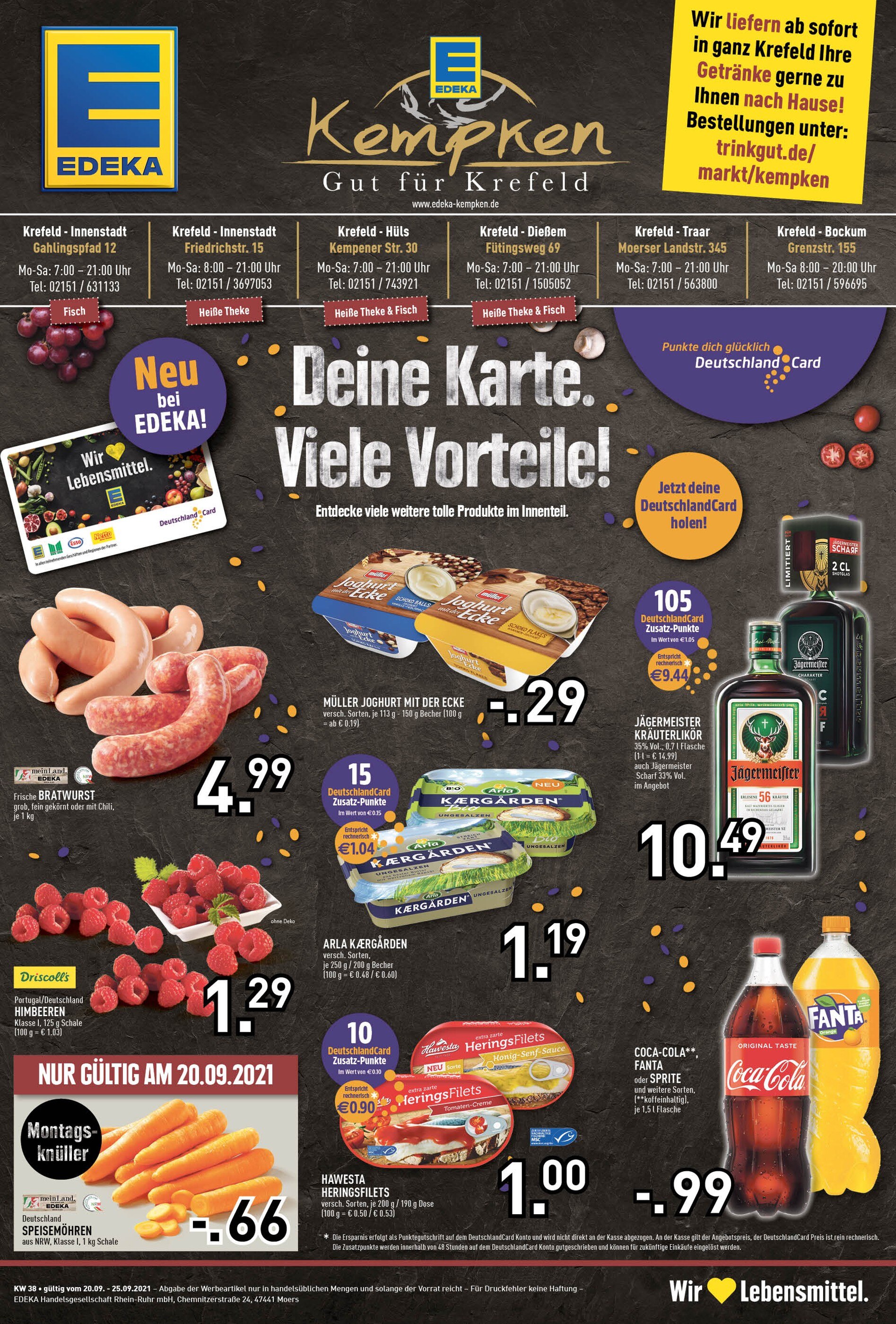 EDEKA Prospekt für Krefeld mit 8 Seiten EDEKA Prospekt für Krefeld: "Aktuelle Angebote", 8 Seiten, 20.09.2021 - 25.09.2021
