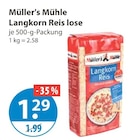 Langkorn Reis lose von Müller's Mühle im aktuellen V-Markt Prospekt für 1,29 €