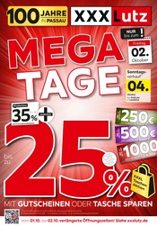 XXXLutz Möbel & Einrichtung Prospekt der aktuellen Woche mit 4 Seiten, gültig von 26.09.2026 bis 02.10.2026, in Aicha und Umgebung Aktueller XXXLutz Möbel & Einrichtung Prospekt in Aicha und Umgebung, "MEGA-TAGE" mit 4 Seiten, 26.09.2026 - 02.10.2026
