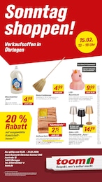 toom Baumarkt Prospekt für Weinsberg: "Sonntag shoppen!", 1 Seite, 15.02.2026 - 15.02.2026