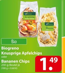 famila Nordost Lotsenstation - Biogreno Knusprige Apfelchips oder Bananen Chips Biogreno Knusprige Apfelchips oder Bananen Chips Angebot bei famila Nordost Lotsenstation im Prospekt besser als gut!